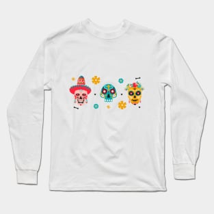 Dia de los muertes skull pattern. Mexican Day of the Dead. Long Sleeve T-Shirt